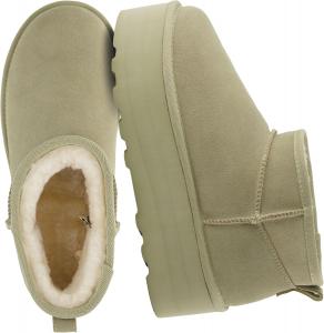 Женские ботильоны на платформе CUSHIONAIRE Hippy - натуральная замша, искусственный мех внутри, уютный зимний вариант на молнии, удобная обувь, доступна в широких размерах, Khaki