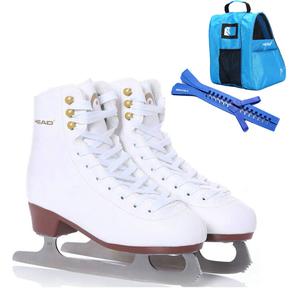 HEAD F200 утепленные коньки с плюшевым узором для детей и взрослых, фигурное катание, ледовые коньки, хоккейные коньки F200 + синяя сумка + синий чехол для лезвия, размер 28