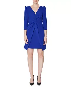 Женское платье с буфами на плечах и скрученным передом julia jordan, синий