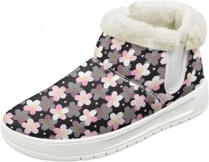 Женские зимние ботинки на снег, водонепроницаемые, короткие, легкие, теплые с плюшевой отделкой, зимние ботинки с противоскользящей подошвой, модные, размеры 36-48 Quxjehoe, Cherry Blossoms