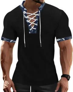 Мужская повседневная рубашка-туника Henley с коротким рукавом YSERB