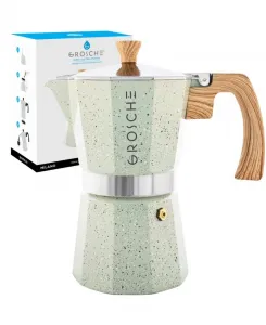 Кофеварка-мока MILANO Stone для приготовления эспрессо на плите, на 9 чашек, 0,4 л Grosche, мятно-зеленый