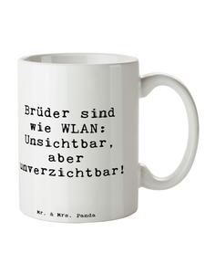 Кофейная кружка с надписью Brother WLAN белого цвета Mr. & Mrs. Panda