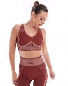 Спортивный бюстгальтер Adidas Training D4T с лёгкой поддержкой бордового цвета