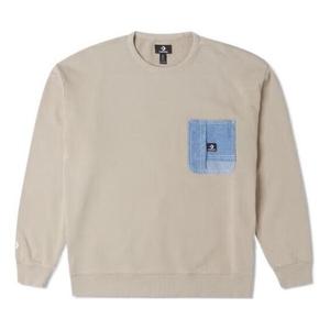 Свитер denim patchwork crew sweatshirt 'beach stone' Converse, серый