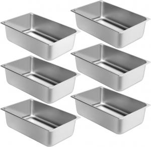 Набор кастрюль WantJoin полноразмерных для парового стола глубиной 15 см, 6 шт, серебряный