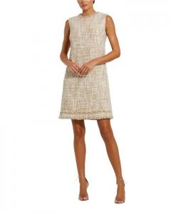 Платье-мини А-силуэта с отделкой бисером Mac Duggal, коричневый/бежевый