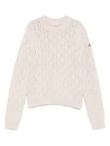 Фактурный свитер из шерсти Moncler, нейтральный