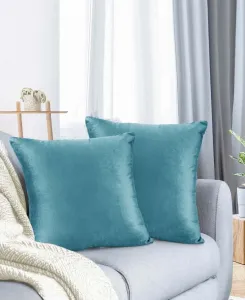 Элегантные бархатные декоративные подушки со съемными чехлами, комплект из 2 штук, 45 см x 45 см Nestl, синий