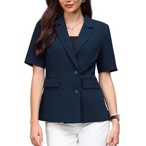 Женский блейзер с коротким рукавом и лацканом для делового стиля Inspire Chic