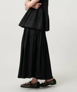 Расклешенная юбка из хлопка и шелка с шелковистым верхом - можно стирать United Arrows, цвет Black