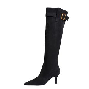 Сапоги женские QITUMAUL, Black[Heel Height 8Cm]