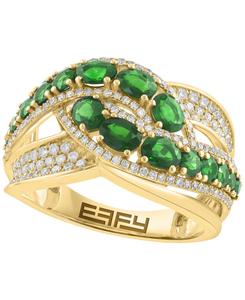 Кольцо с бриллиантами (0,5 карата) и сапфирами (2,5 карата) из 14-каратного желтого золота (также с изумрудами и рубинами) EFFY Collection, Emerald
