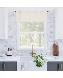 Шторы-Баллоны на окна из льняной смеси с текстурой и завязками Archaeo, ivory