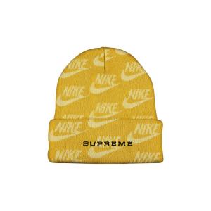 Шапка-бини Supreme x Nike с жаккардовым логотипом, бледно-желтая
