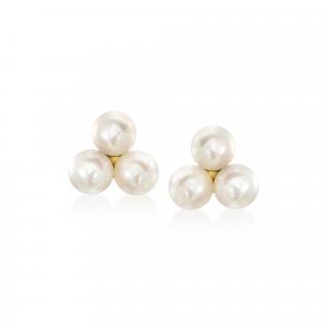 Серьги-трио RS Pure от Ross-Simons с культивированным жемчугом 4-4,5 мм из 14-каратного желтого золота Rs Pure, желтый