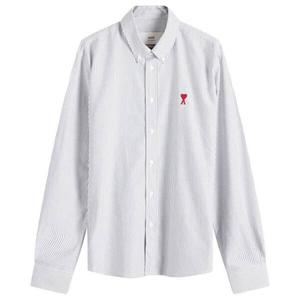 Рубашка оксфорд с застежкой на пуговицы в полоску в форме сердца Ami Paris, черный