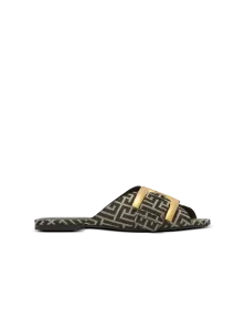 Босоножки Anthem на плоской подошве из жаккарда с монограммой Balmain, черный