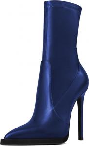 Женские ботильоны Zszszsu с носком зауженной формы, свободной посадкой, на высоком каблуке-стилетто, с платформой, средней высоты, с резиновым подъемом, для платья, осенние праздничные туфли, размеры 4-16 US, Dark Blue