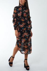 Платье миди с деталями на рукавах Blue Vanilla, черный