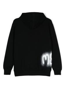 MSGM Kids толстовка с капюшоном на молнии с логотипом, черный