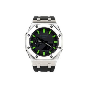 Часы Casio G-Shock Analog-Digital 2100 Series, арт. GA-2100-1A1, 44 мм, черный/серебристый/черно-зеленый