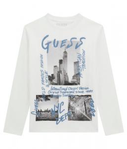 Лонгслив детский Guess с принтом, белый