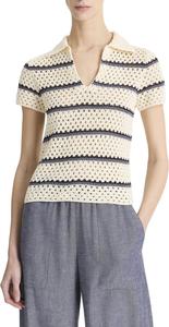 Женская кофта-хенли в полоску из макраме Vince, Off-White Combo