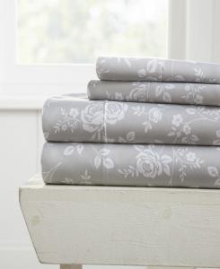 Комплект постельного белья Boho & Beyond Premium Ultra Soft Pattern из 4 предметов, размер California King Ienjoy Home, цвет grey roses