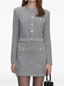 Кардиган с кристаллами Self-Portrait, серый