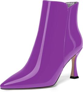 Женские ботильоны MERRORI на высоком каблуке 3,3 дюйма с заостренным носком, вечерние, с молнией и глянцевой отделкой