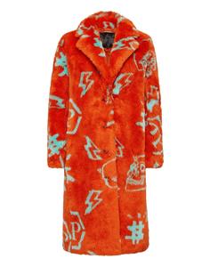 Длинное пальто из эко меха Monogram Philipp Plein, оранжевый