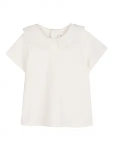 Топ с кружевным воротником Chloé Kids, белый