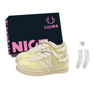 Luji Женские противоскользящие низкие скейтерские кеды желтые (коробка с носками), цвет Yellow (Shoe Box+Socks)