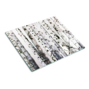 Стеклянная тарелка 60x52 см. Стволы березы TULUP, белый