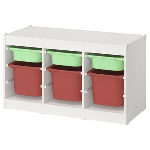Комбинация для хранения с ящиками TROFAST IKEA, 99x44x55 см, цвет white light green/red