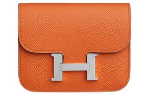 Констанс слим клатч-кошелек на поясной ремень из кожи теленка эпсом женский 93 оранжевый Hermes Orange