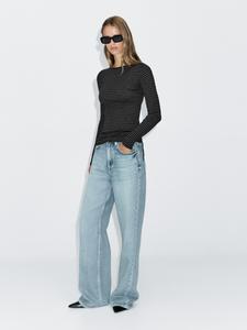 Полосатая футболка с длинным рукавом Massimo Dutti, черный