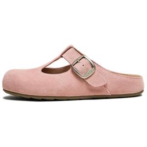 Женские кожаные сандалии с закрытым носком и резиновой подошвой в стиле пэчворк BASTO, Pink