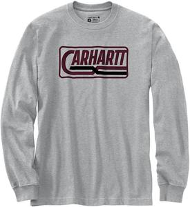 Мужская свободная футболка Carhartt Heavyweight с длинным рукавом и графическим логотипом, Heather Gray