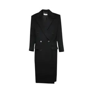 Пальто Saint Laurent Double Breasted Long-Sleeve 'Black Profond', черный