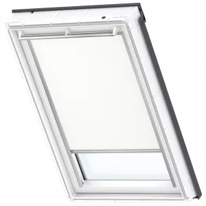 Затемняющие рулонные шторы VELUX «DKL M06 1025S», затемнение, затемнение, без сверления, в направляющих, направляющие алюминиевого цвета и планка ручки, белый