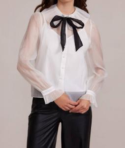 Блузка Garance с бантом и пуговицами в белом цвете LUCY PARIS