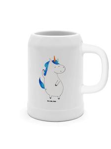 Пивная кружка с изображением человека-единорога в белом цвете Mr. & Mrs. Panda