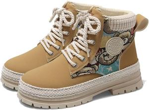 Женские высокие ботинки с узором с противоскользящей подошвой для прогулок на улице в любое время года ODIPON, Khaki