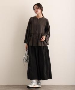 Топ в стиле блузки с баской и сборками Pourvous, цвет Charcoal Gray