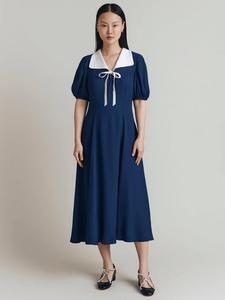 Чайное платье kami с пышными рукавами Ghost, синий