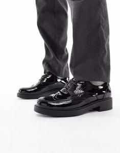 Туфли на шнуровке черного цвета с отделкой в стиле вестерн-броги Asos Design