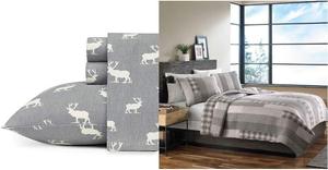Комплект постельного белья из фланели Eddie Bauer Elk Grove и стеганого одеяла Fairview, Grey