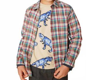 Двухслойная клетчатая рубашка на пуговицах в стиле Antalya Plaid Tea Collection, Antalya Plaid